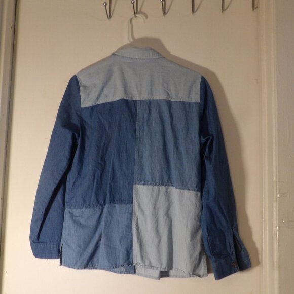 Serengeti Patchwork Look Button Down Shirt Sz M - Picture 7 of 7